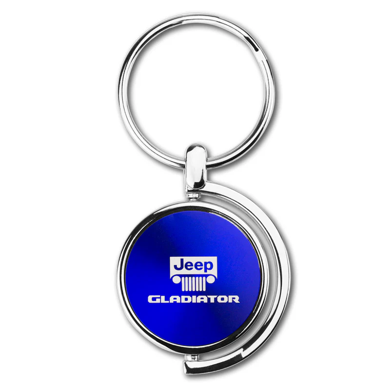Au-Tomotive Gold For JEEP Gladiator Blue Metal Chrome Spinner Key Chain Ring Fob - Image 7