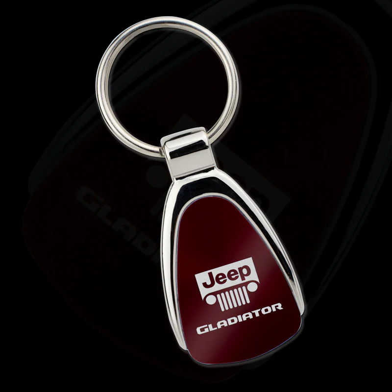 Au-Tomotive Gold For Jeep Gladiator Burgundy Teardrop Keychain Key Ring Fob Key Chain - Image 2