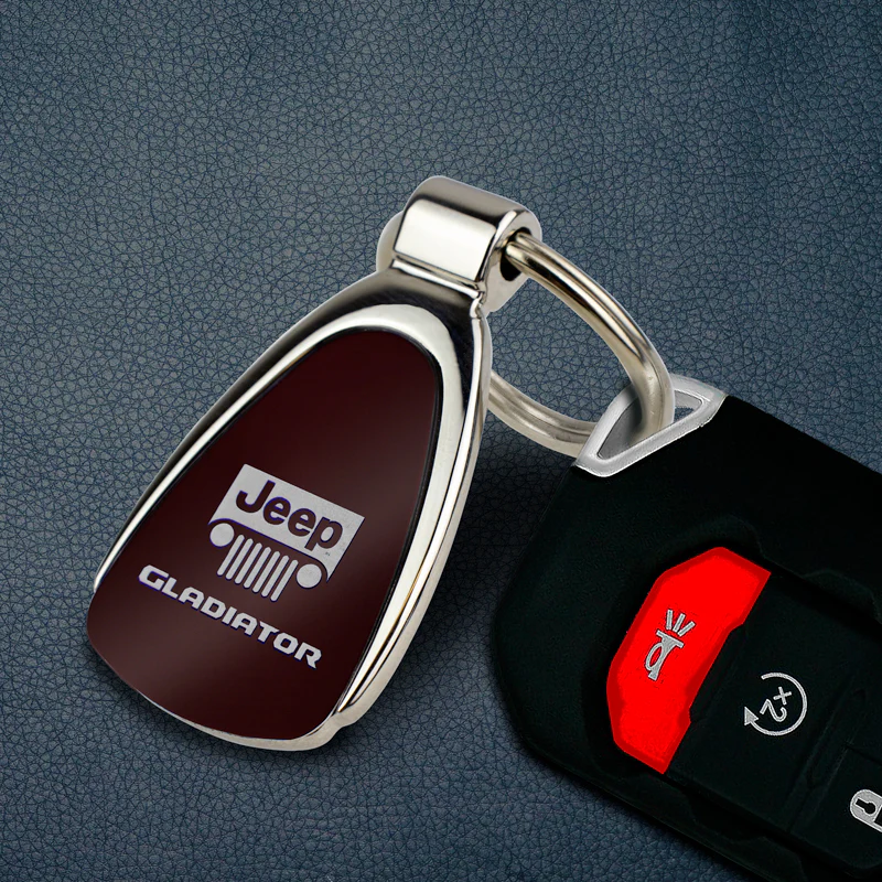 Au-Tomotive Gold For Jeep Gladiator Burgundy Teardrop Keychain Key Ring Fob Key Chain - Image 3