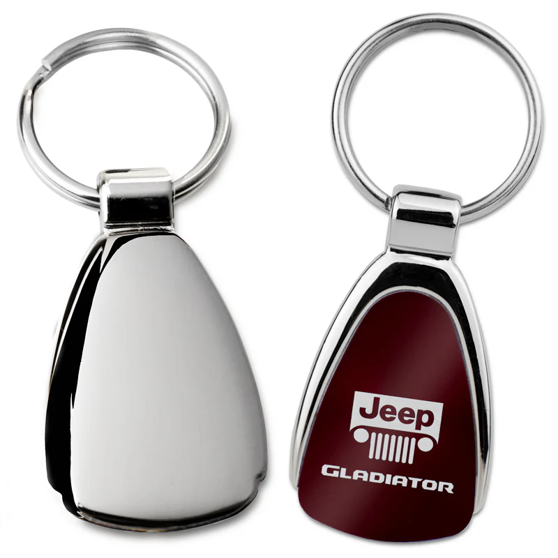 Au-Tomotive Gold For Jeep Gladiator Burgundy Teardrop Keychain Key Ring Fob Key Chain - Image 4
