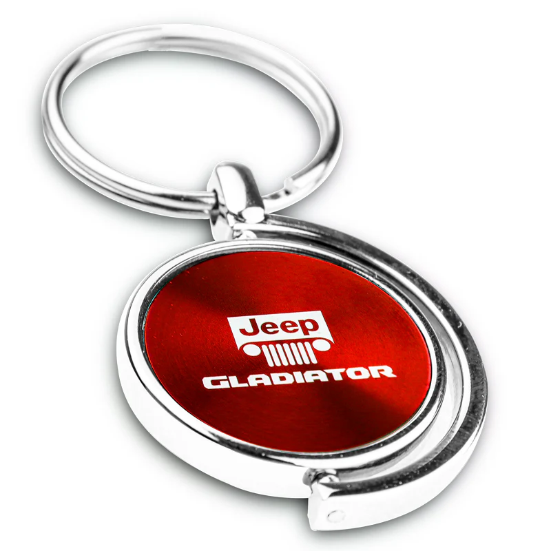 Au-Tomotive Gold For JEEP Gladiator Red Metal Chrome Spinner Key Chain Ring Fob - Image 2