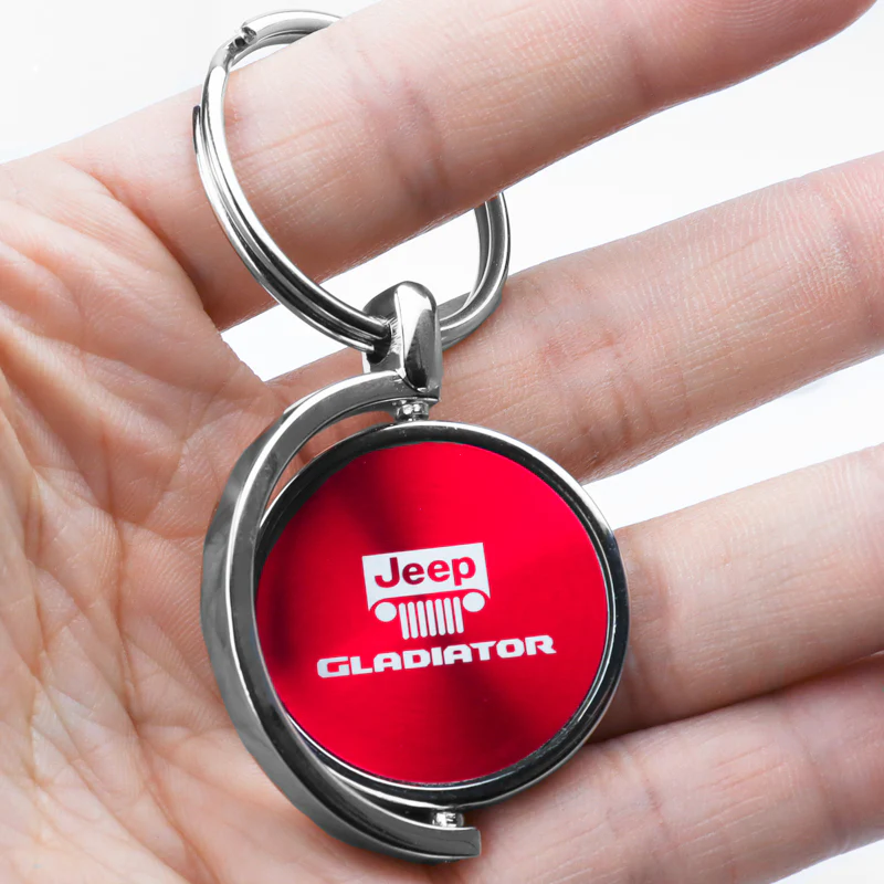 Au-Tomotive Gold For JEEP Gladiator Red Metal Chrome Spinner Key Chain Ring Fob - Image 3