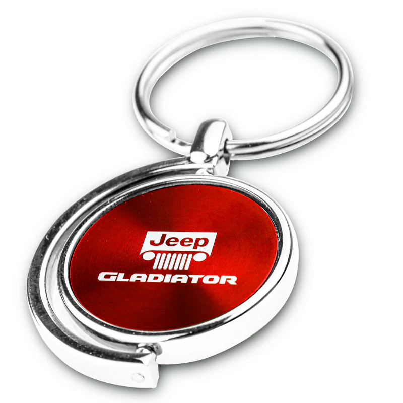 Au-Tomotive Gold For JEEP Gladiator Red Metal Chrome Spinner Key Chain Ring Fob - Image 5