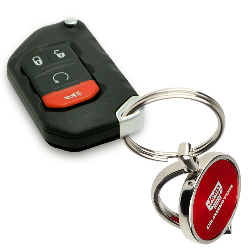 Au-Tomotive Gold For JEEP Gladiator Red Metal Chrome Spinner Key Chain Ring Fob - Image 7
