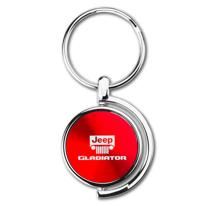 Au-Tomotive Gold For JEEP Gladiator Red Metal Chrome Spinner Key Chain Ring Fob - Image 8