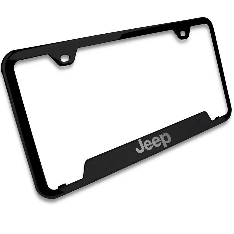 Au-Tomotive Gold Genuine JEEP Laser Etched Logo Black Stainless Cut-Out License Plate Frame GF.JEE.EB - Image 3