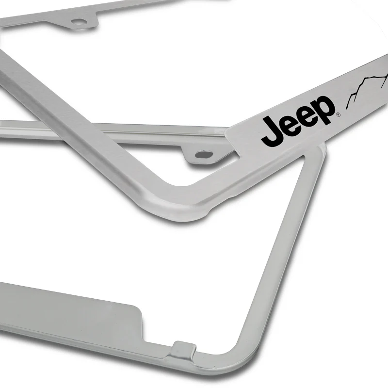 Au-Tomotive Gold Genuine JEEP Laser Etched Logo Mountain Stainless Steel Cut-Out License Plate Frame GF.JEEM.ES - Image 3