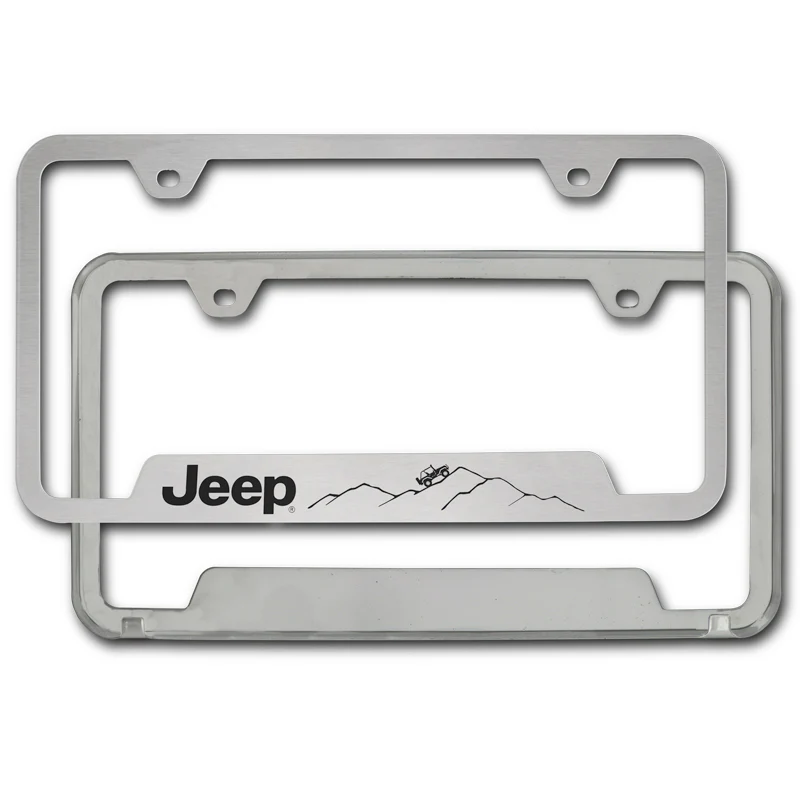 Au-Tomotive Gold Genuine JEEP Laser Etched Logo Mountain Stainless Steel Cut-Out License Plate Frame GF.JEEM.ES - Image 6