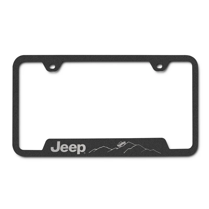Au-Tomotive Gold Genuine JEEP Laser Etched Logo Mountain Rugged Black Stainless Steel Cut-Out License Plate Frame GF.JEEM.ERB - Image 7