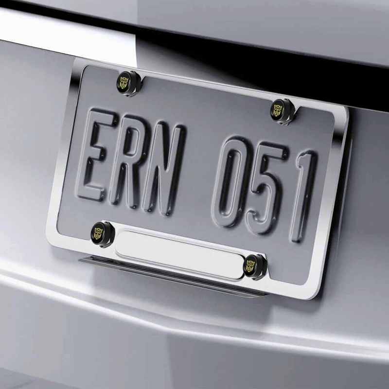 AUTOBOT Transformers metal car license plate frame screw bolt cap cover Black X4 - Image 4