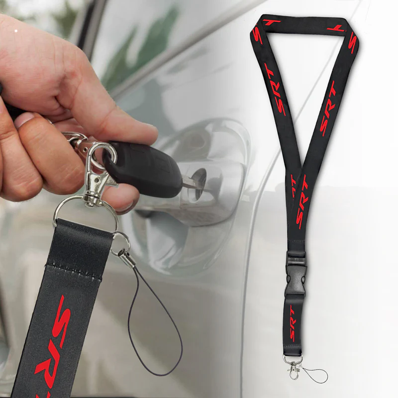 AuTomotive Gold Car Logo Neck Strap Cellphone Red Lanyard Keyring Key Chain for Dodge SRT - Image 2