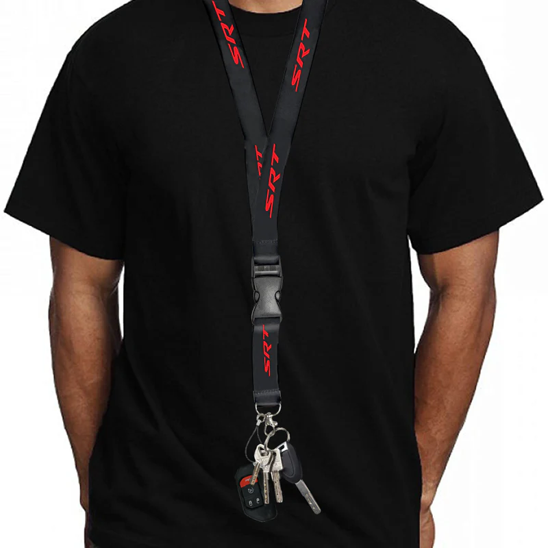 AuTomotive Gold Car Logo Neck Strap Cellphone Red Lanyard Keyring Key Chain for Dodge SRT - Image 3