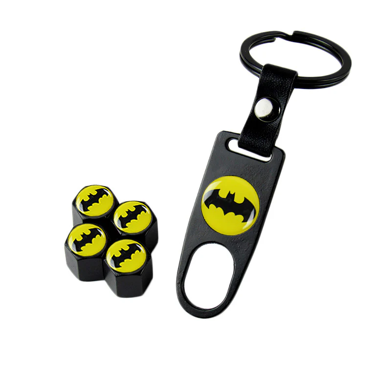 Batman Car Wheel Tire Valves Dust Stem Air Caps Keychain Emblem KEY FOB Black Set - US SELLER - Image 7