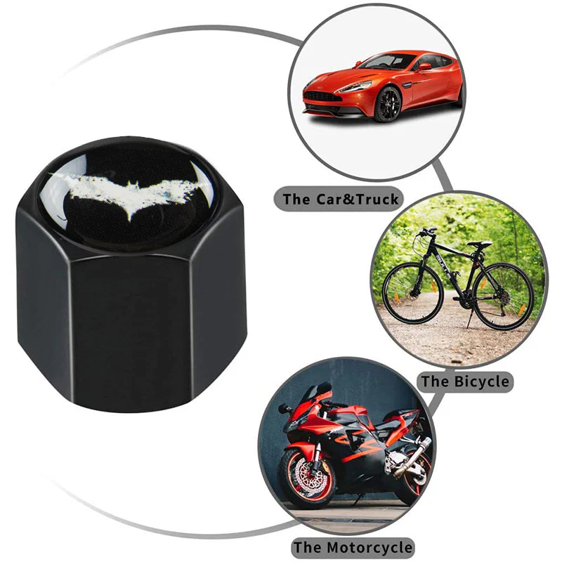 Batman Car Wheel Tire Valves Dust Stem Air Caps Keychain Emblem KEY FOB Set - US SELLER - Image 4