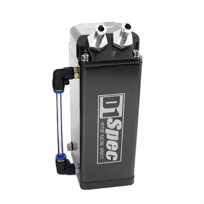 Black 0.7L 10mm Square Billet Aluminum Engine Oil Catch Tank Can Reservoir D1 SPEC - Image 3