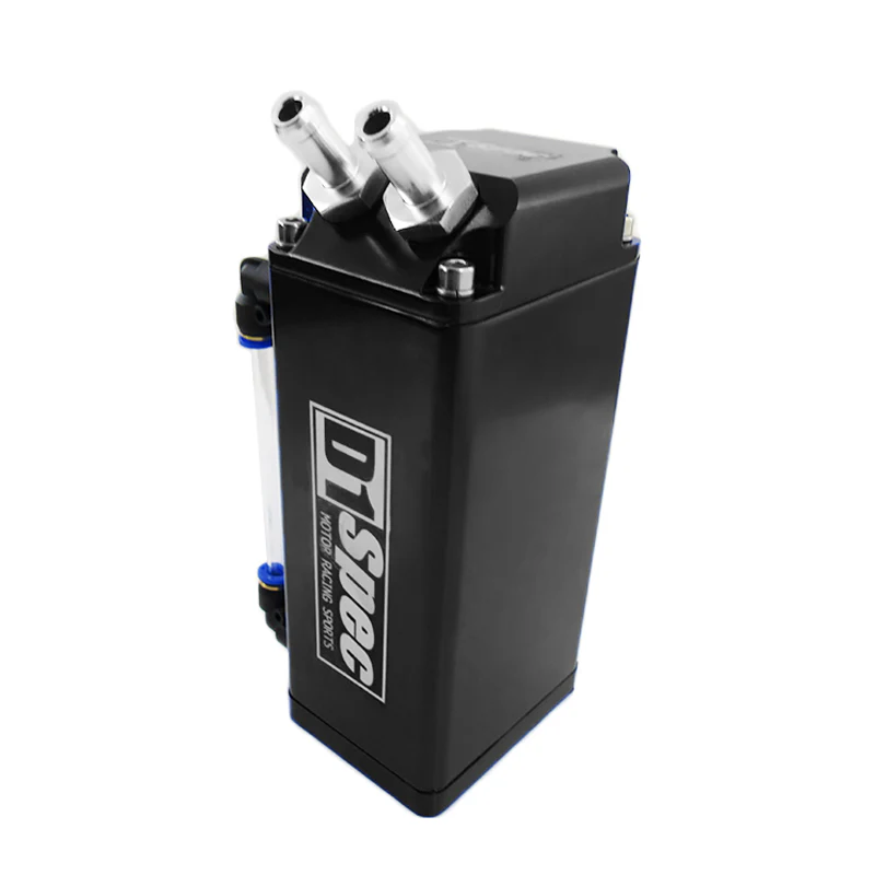 Black 0.7L 10mm Square Billet Aluminum Engine Oil Catch Tank Can Reservoir D1 SPEC - Image 6