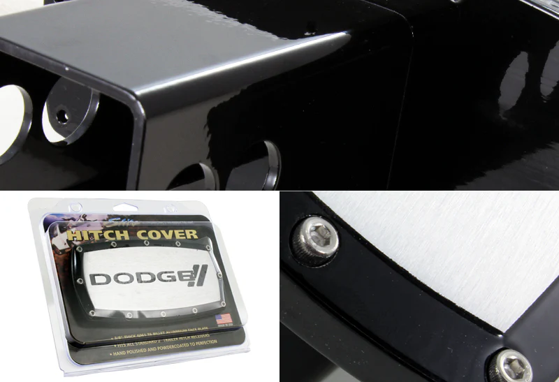 Black DODGE STRIPE LOGO Hitch Cover Plug Cap For 2" Trailer Receiver with ALLEN BOLTS DESIGN - Image 3