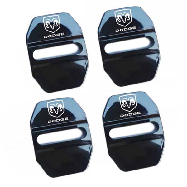 Black DODGE Stainless Steel Door Lock Door Striker Buckle Lock Protective Cover Set - 4 pcs - Image 4