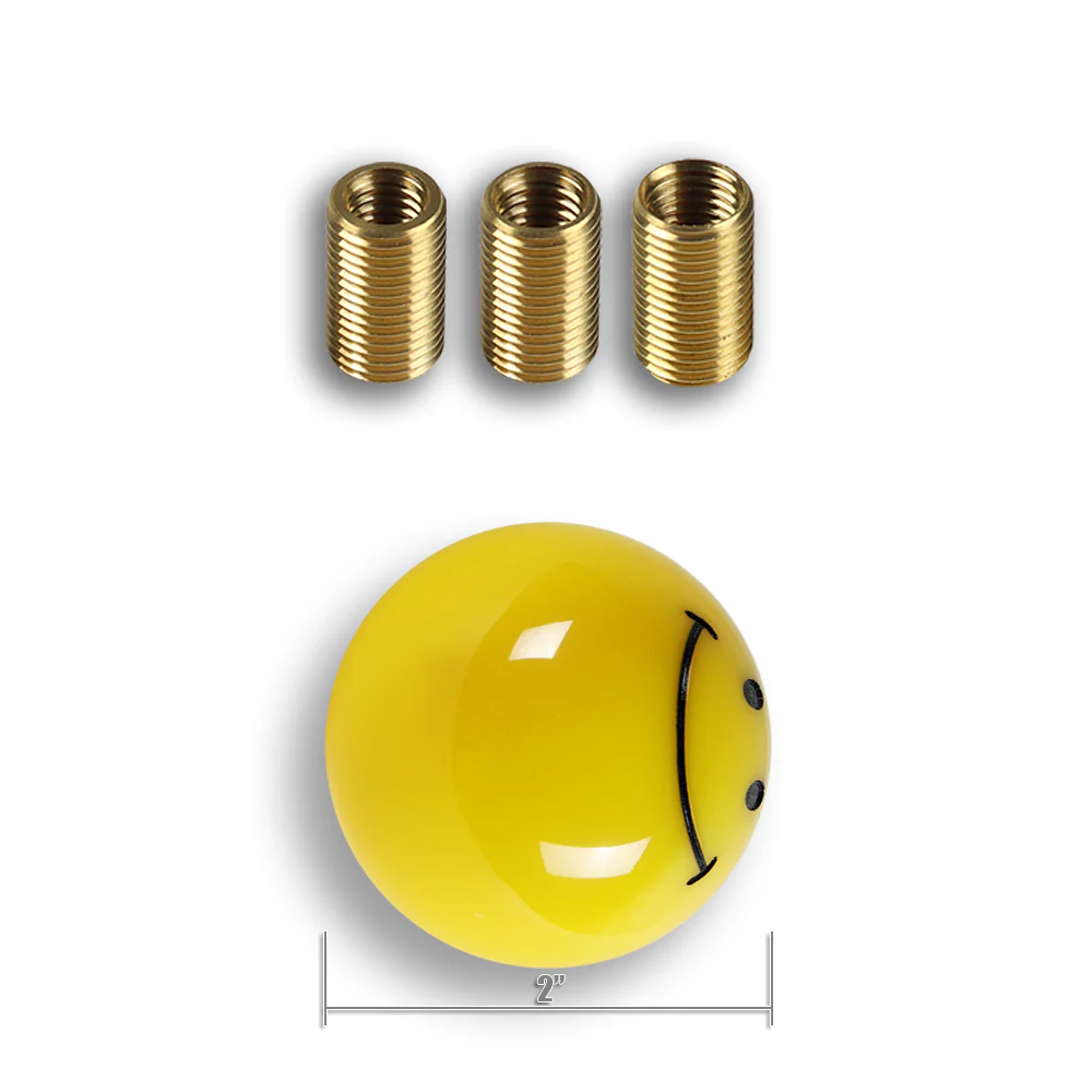 JDM HAPPY SMILE FACE Yellow Round Ball Manual Car Gear Stick Shift Knob Shifter - Image 4