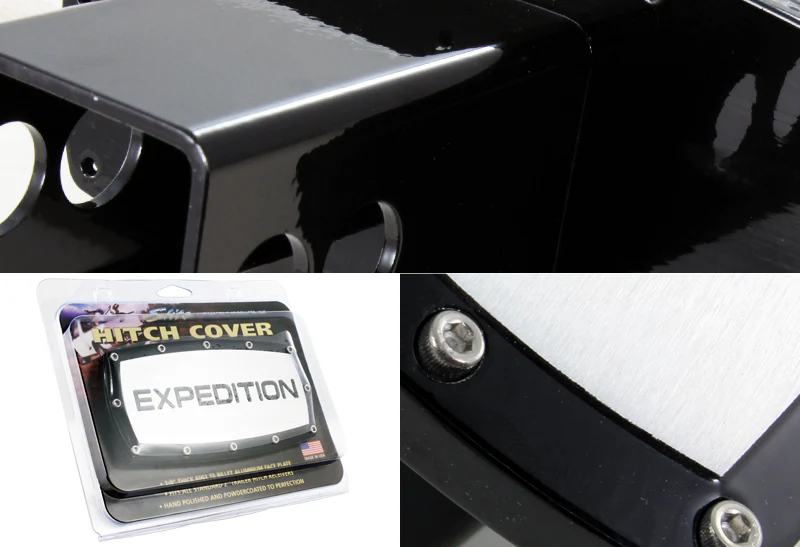 Black FORD EXPEDITION LOGO Hitch Cover Plug Cap For 2" Trailer Receiver with ALLEN BOLTS DESIGN - Image 3