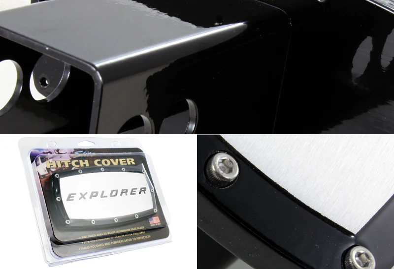 Black FORD EXPLORER LOGO Hitch Cover Plug Cap For 2" Trailer Receiver with ALLEN BOLTS DESIGN - Image 3