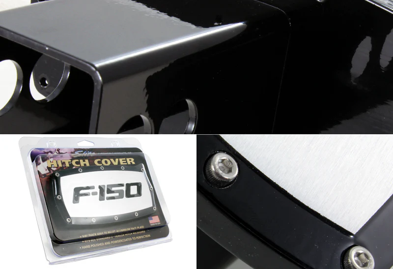 Black FORD F-150 LOGO Hitch Cover Plug Cap For 2" Trailer Receiver with ALLEN BOLTS DESIGN - Image 6