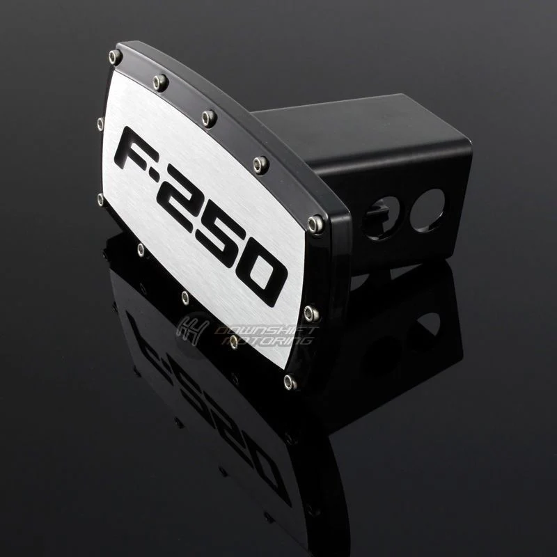 Black FORD F-250 LOGO Hitch Cover Plug Cap For 2" Trailer Receiver with ALLEN BOLTS DESIGN - Image 3