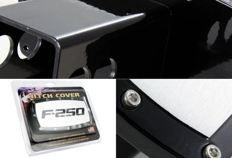 Black FORD F-250 LOGO Hitch Cover Plug Cap For 2" Trailer Receiver with ALLEN BOLTS DESIGN - Image 7