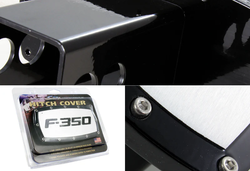 Black FORD F-350 LOGO Hitch Cover Plug Cap For 2" Trailer Receiver with ALLEN BOLTS DESIGN - Image 8