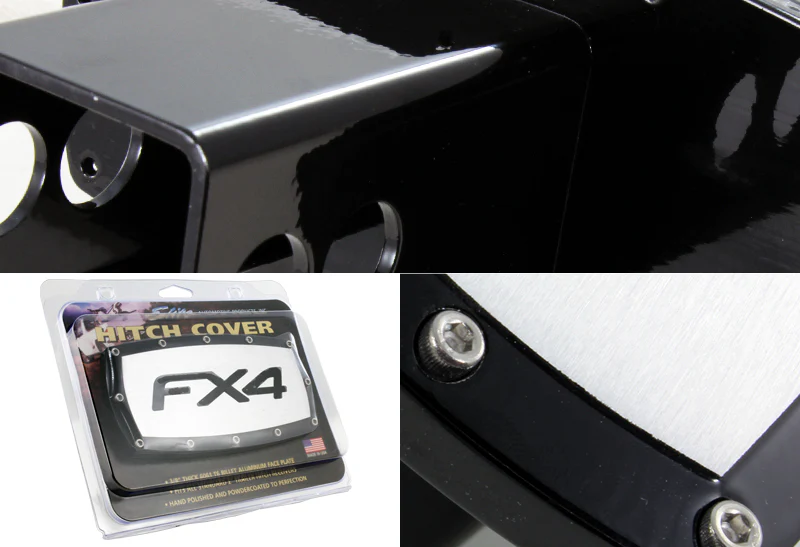 Black FORD FX4 LOGO Hitch Cover Plug Cap For 2" Trailer Receiver with ALLEN BOLTS DESIGN - Image 3