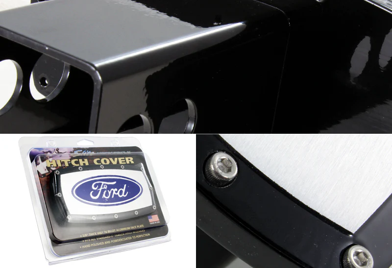 Black FORD LOGO Hitch Cover Plug Cap For 2" Trailer Tow Receiver with ALLEN BOLTS DESIGN - Image 3