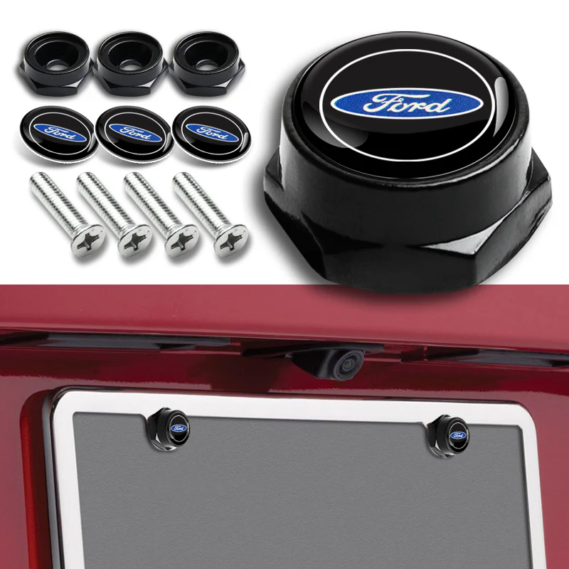Black Ford Mustang SET Stainless Steel License Plate Frame 2pcs Brand New with Caps Bolt - Image 5