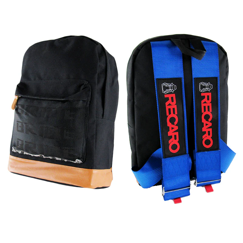 BLACK JDM BRIDE RACING BACKPACK BLUE RECARO RACING HARNESS ADJUSTABLE SHOULDER STRAPS - Image 3