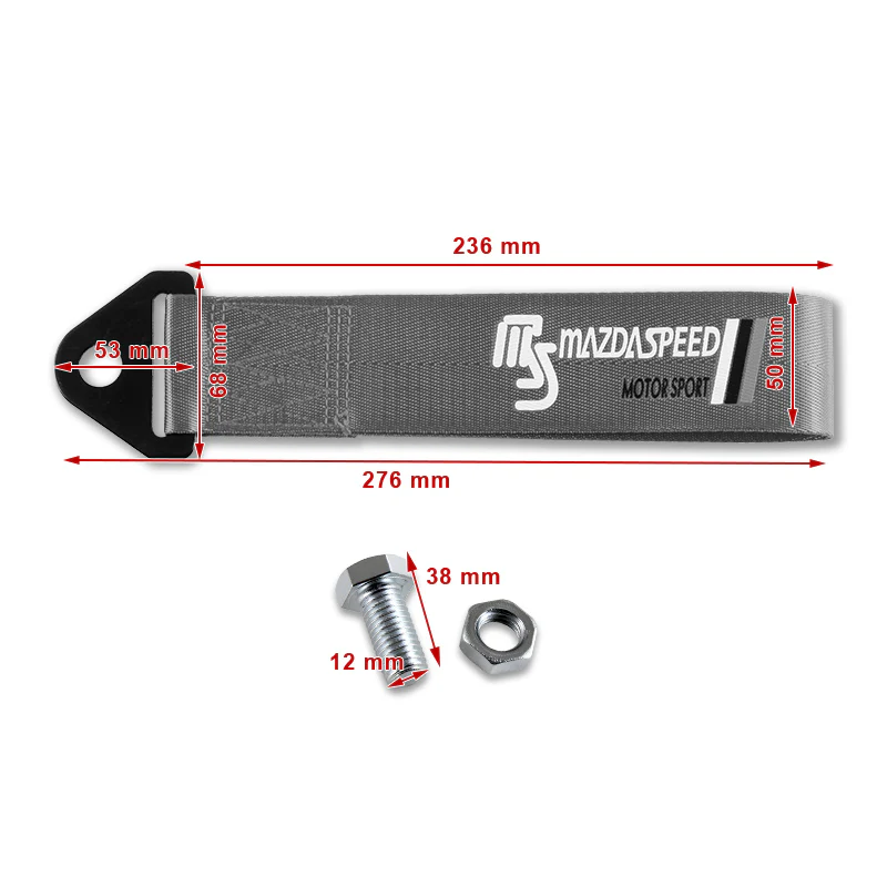Mazdaspeed Black Racing Tow Strap for Front / Rear Bumper - Image 2