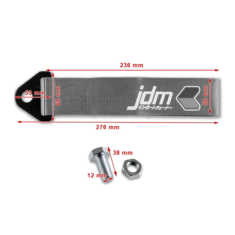JDM Black Racing Tow Strap for Front / Rear Bumper - Image 3