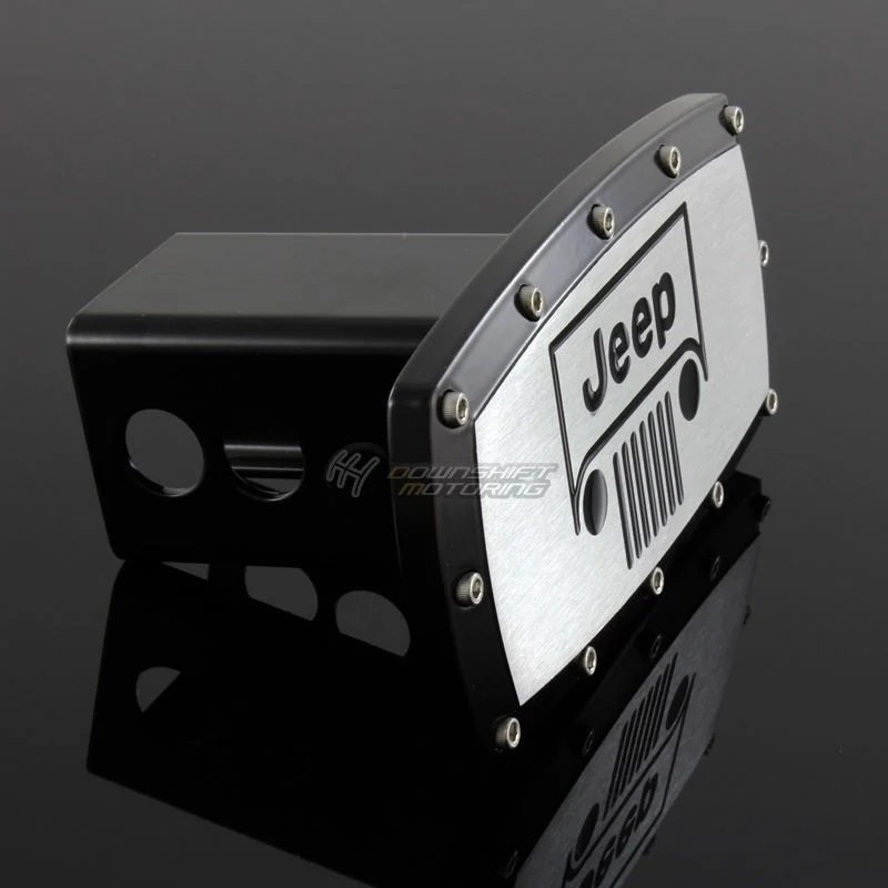 Black JEEP Engraved Billet Grill Hitch Cover Plug Cap For 2" Trailer Tow Receiver with ALLEN BOLTS DESIGN - Image 3