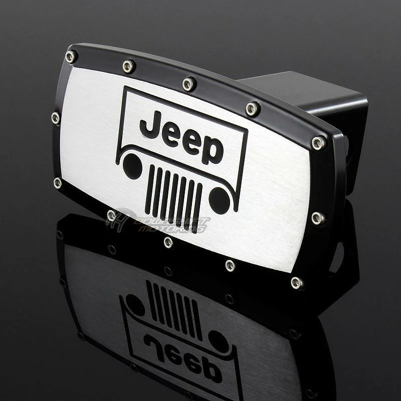 Black JEEP Engraved Billet Grill Hitch Cover Plug Cap For 2" Trailer Tow Receiver with ALLEN BOLTS DESIGN - Image 4