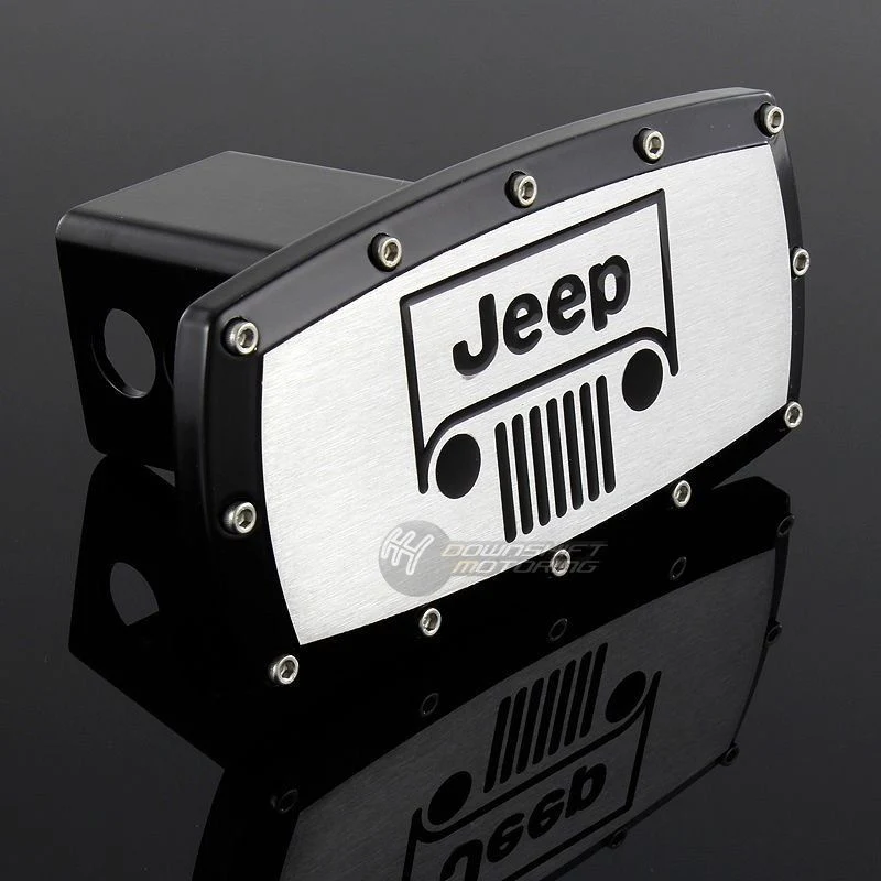 Black JEEP Engraved Billet Grill Hitch Cover Plug Cap For 2" Trailer Tow Receiver with ALLEN BOLTS DESIGN - Image 6