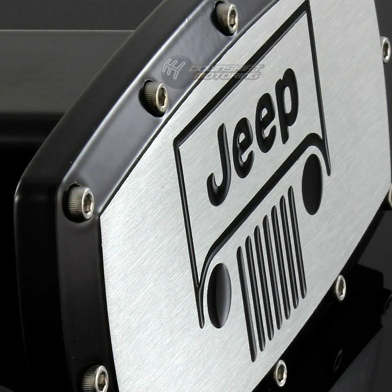 Black JEEP Engraved Billet Grill Hitch Cover Plug Cap For 2" Trailer Tow Receiver with ALLEN BOLTS DESIGN - Image 7