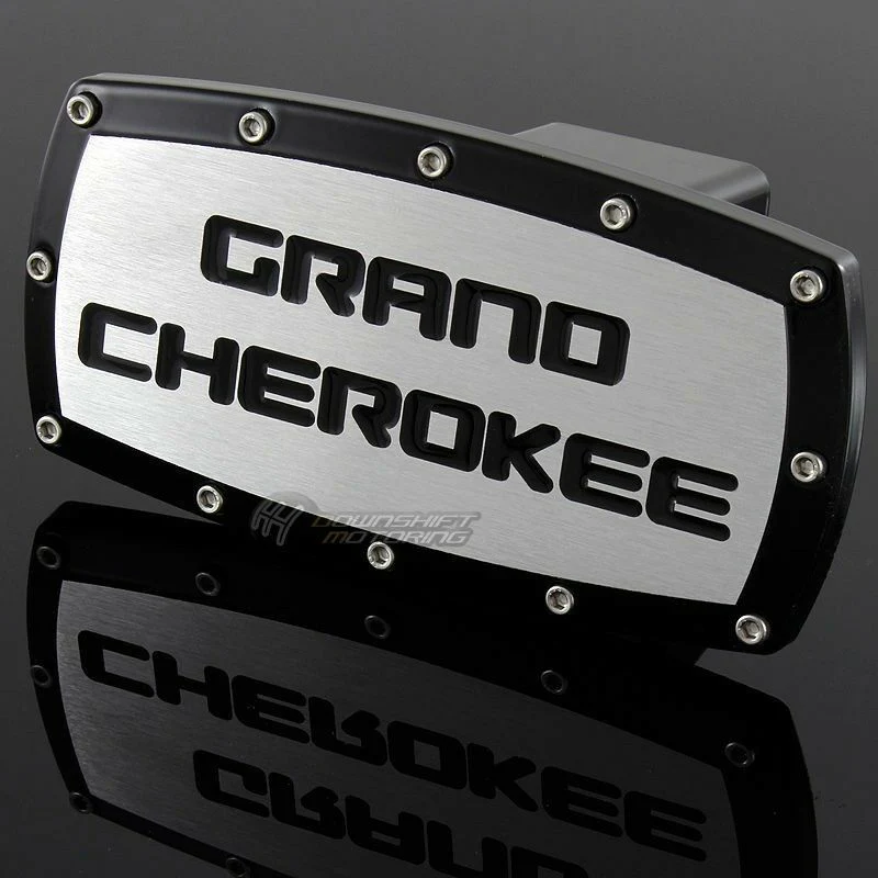 Black JEEP GRAND CHEROKEE Engraved Billet Hitch Cover Plug Cap For 2" Trailer Receiver with ALLEN BOLTS DESIGN - Image 4