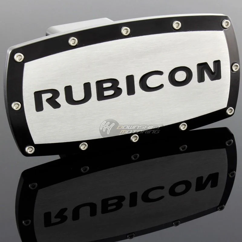 Black JEEP RUBICON Engraved Billet Hitch Cover Plug Cap For 2" Trailer Receiver with ALLEN BOLTS DESIGN - Image 4