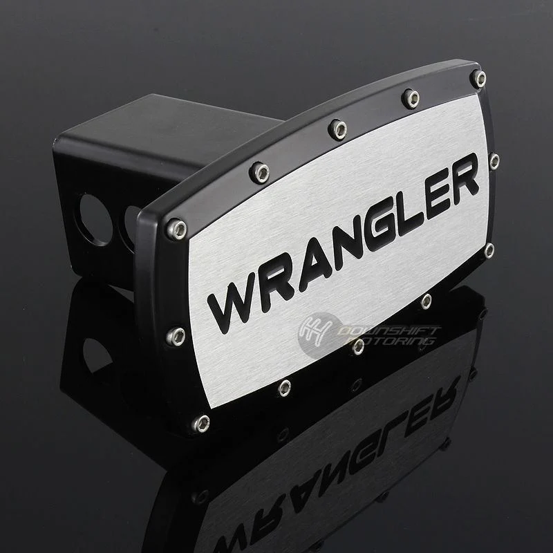 Black JEEP WRANGLER Engraved Billet Hitch Cover Plug Cap For 2" Trailer Receiver with ALLEN BOLTS DESIGN - Image 3