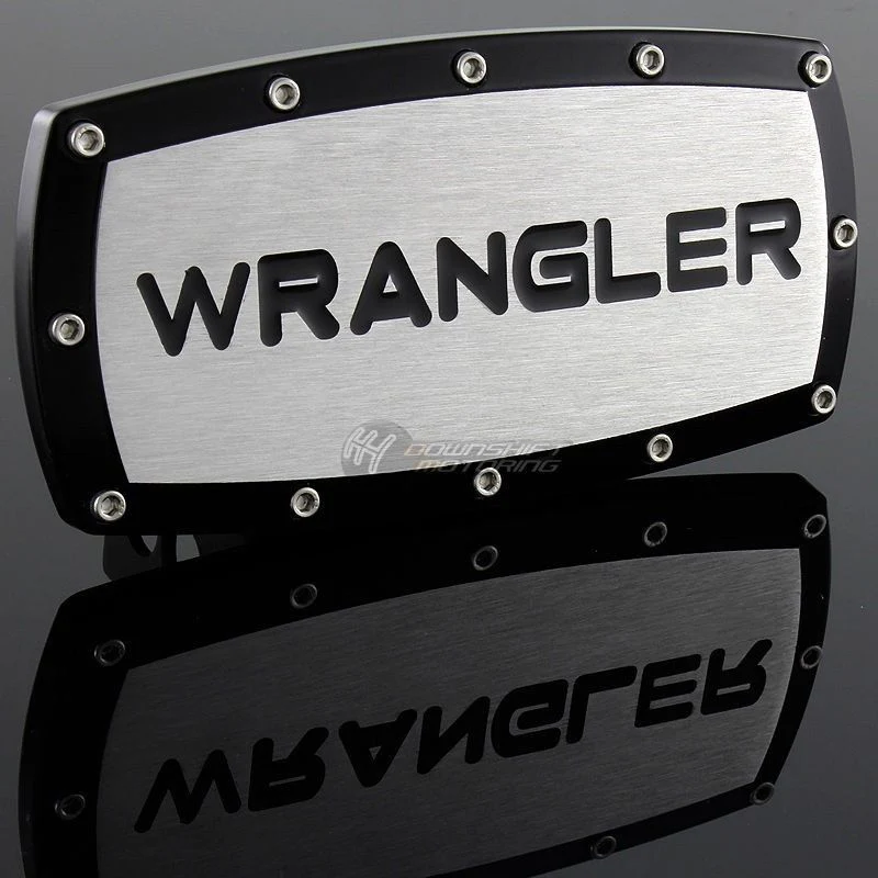 Black JEEP WRANGLER Engraved Billet Hitch Cover Plug Cap For 2" Trailer Receiver with ALLEN BOLTS DESIGN - Image 4