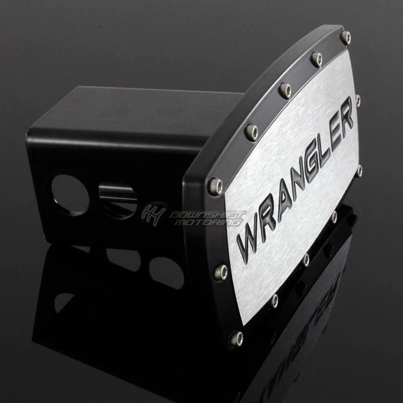 Black JEEP WRANGLER Engraved Billet Hitch Cover Plug Cap For 2" Trailer Receiver with ALLEN BOLTS DESIGN - Image 6