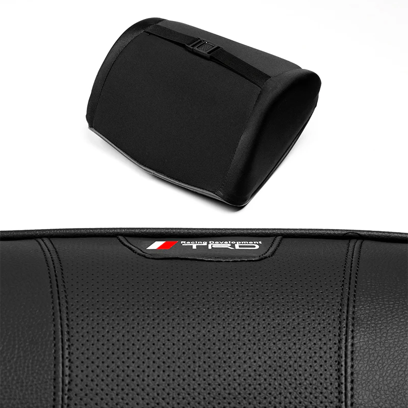 Black Leather Car Seat Memory Foam Neck Rest Cushion Pillow For TRD JDM 1PCS - Image 2