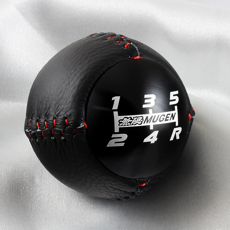 Mugen 5-Speed Black Shift Knob with PVC Leather - Image 2