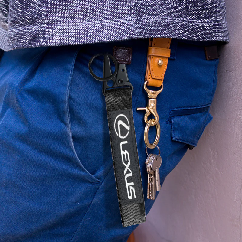 Black LEXUS Racing Keychain Metal Key Ring Hook Strap Nylon Lanyard-Universal - Image 5