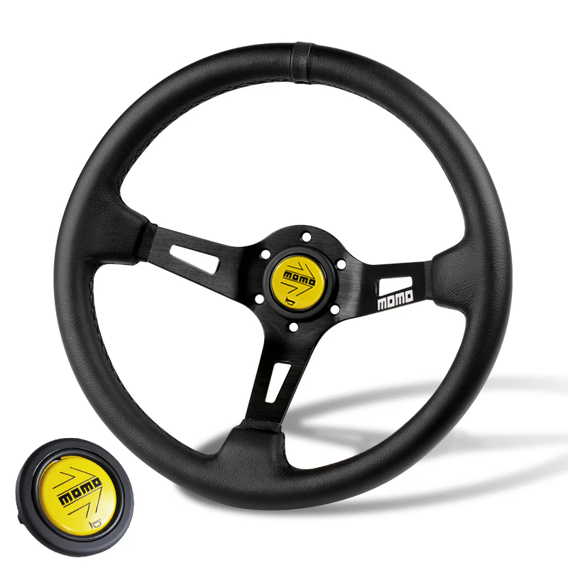 Black Line 350mm Racing Steering Wheel Microfiber Leather For YLBKA momo hub X1 - Image 4