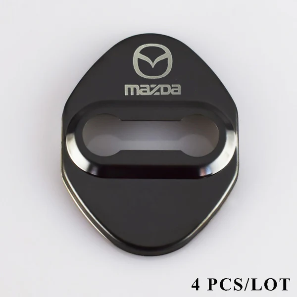 Black Mazda Stainless Steel Door Lock Door Striker Buckle Lock Protective Cover Set - 4 pcs - Image 6