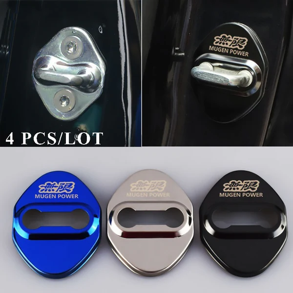 Black Mugen Stainless Steel Door Lock Door Striker Buckle Lock Protective Cover Set - 4 pcs - Image 3